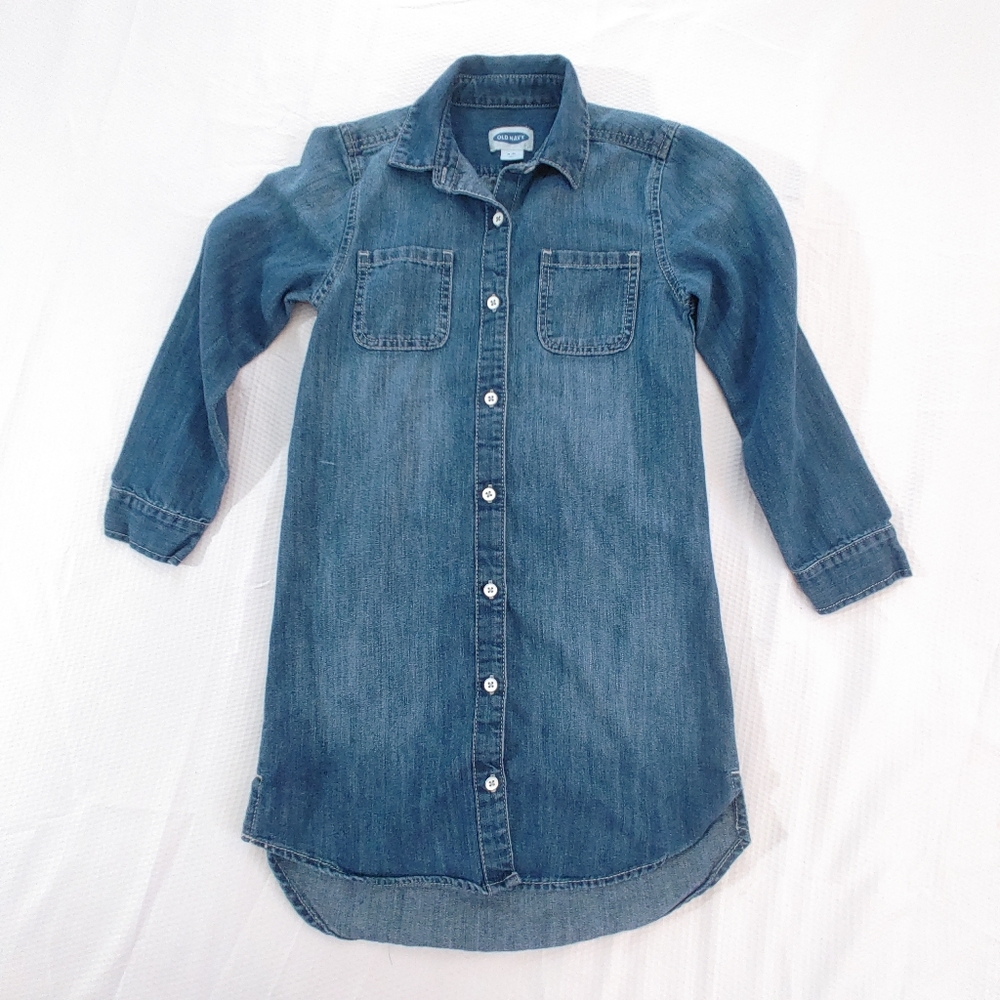 Old Navy Blue Long Sleeve Button Down Denim Dress - M(8)